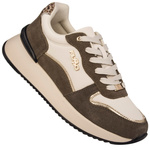 Sneakersy sportowe na platformie damskie Filippo DP7103 WH BR skórzane