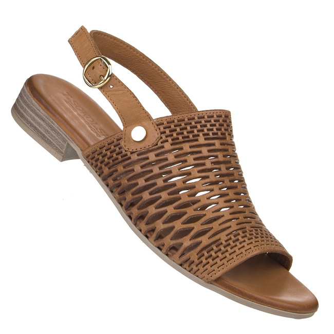 Brązowe ażurowe sandały damskie T. Sokolski KU 226-803 TABA skórzane