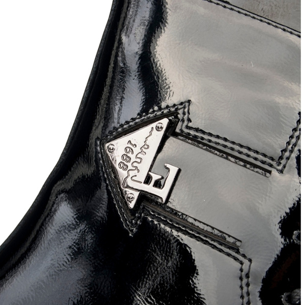 Czarne botki lakierowane damskie Filippo DBT7315/25 BK skórzane