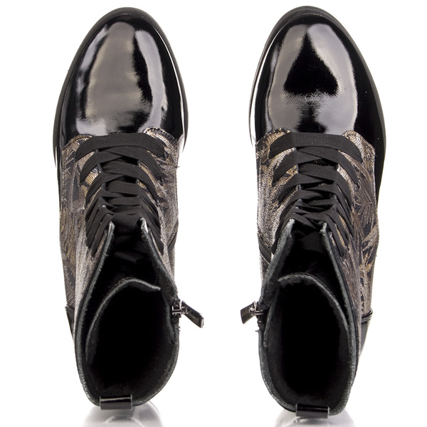 Botki na obcasie damskie Bioeco Arka 7795 czarne skórzane ocieplone