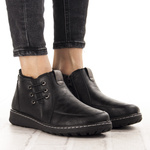 Czarne Botki damskie Potocki 90349BK ocieplone na haluksy wygodne