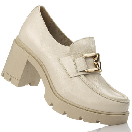 Półbuty damskie Lemar 20097 beż skóra