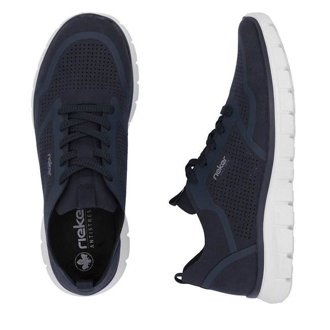 Granatowe sneakersy męskie casual Rieker B6600-14 blue ażurowe