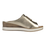 Złote klapki na koturnie damskie Artiker 56C2146 LT.GOLD skórzane