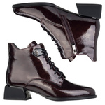 Eleganckie skórzane botki damskie Artiker 57C1119 bordowe ocieplone