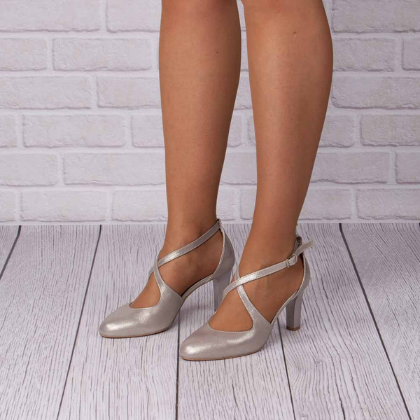 Złote sandałki skórzane Kotyl 7079 złoty ef buty taneczne damskie