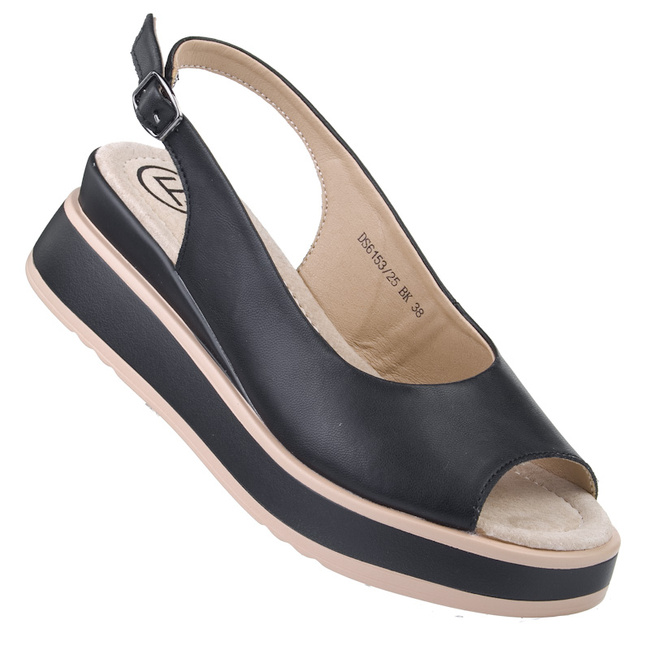 Sandały na platformie damskie Filippo DS6153 BK czarne skórzane