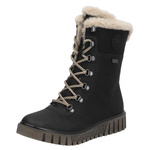 Botki workery damskie Rieker Y3424-00 czarne zimowe z futerkiem