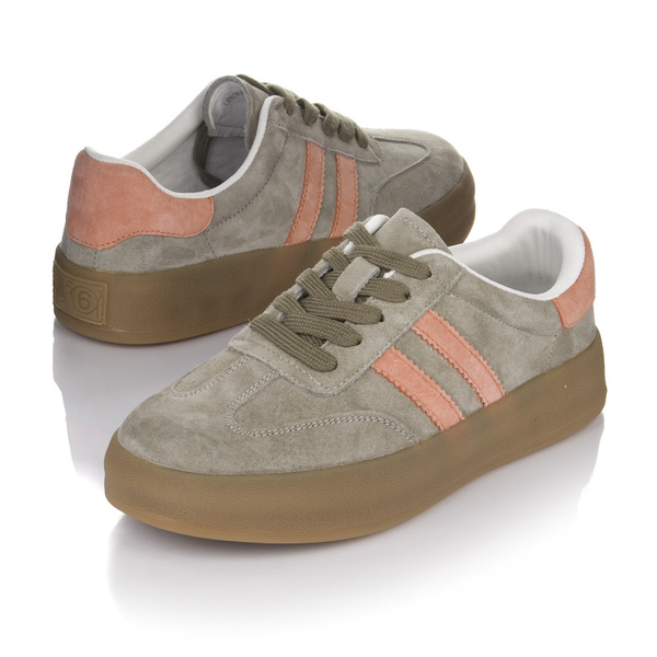 Szare sneakersy damskie Filippo DP6764/25 KH OR buty sportowe skórzane