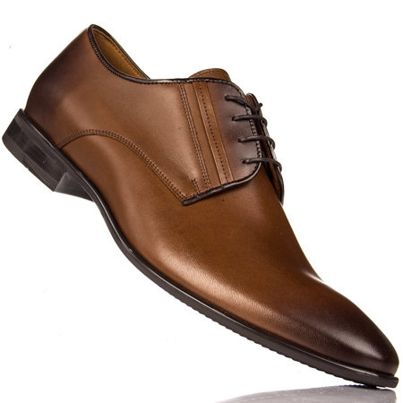 Buty wizytowe Conhpol 8573 brązowe skórzane