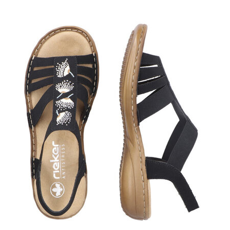 Sandały damskie Rieker z gumkami wsuwane 60875-00 black czarne