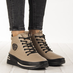 Beżowe Botki na platformie damskie Filippo DBT4215/25 TP skórzane