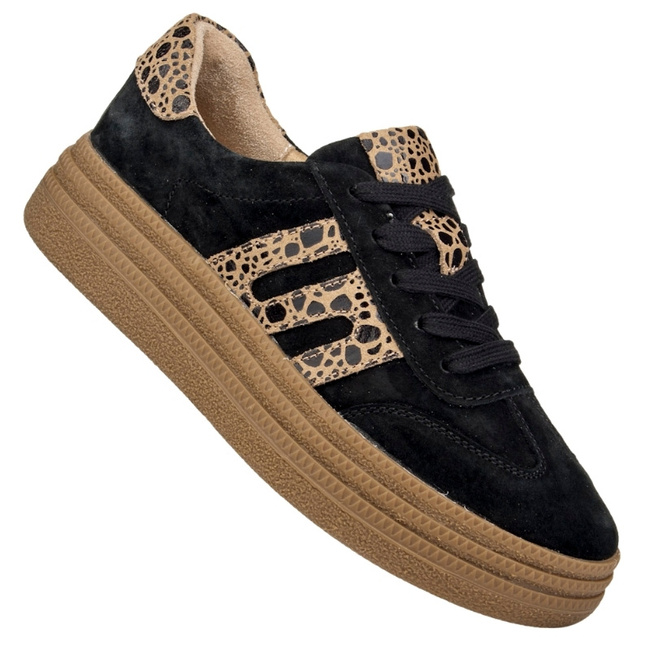 Czarne sneakersy na platformie damskie Filippo 7114/25 BK skórzane