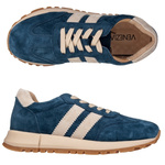 Granatowe sneakersy zamszowe Venezia V408-00395 z paskami naturalna skóra