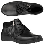 Skórzane botki damskie Axel 4513 czarne tęgość H na haluksy