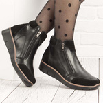 Czarne Botki damskie Filippo DBT3950/25 BK wygodne na haluksy skórzane