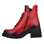Czerwone Botki skórzne damskie Artiker 53C1123 red zimowe