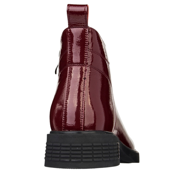 Lakierowane Botki z ozdobami D&A S.Barski MR52-118 wine bordowe skórzane