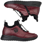 Bordowe Botki na platformie damskie Filippo DBT7168/25 BG skórzane