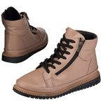 Skórzane Botki damskie Artiker 54C0786 capuccino beżowe ciepłe