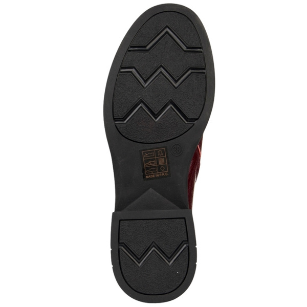 Lakierowane Botki z ozdobami D&A S.Barski MR52-108 WINE bordowe skórzane