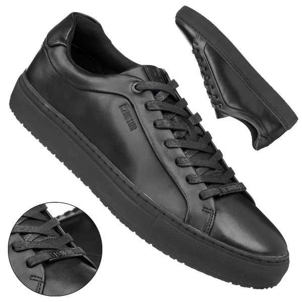 Czarne półbuty męskie casual Big Star SS174121  skórzane sportowe