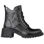 Skórzane trzewiki damskie Filippo DBT7133/25 BK czarne z motylkiem