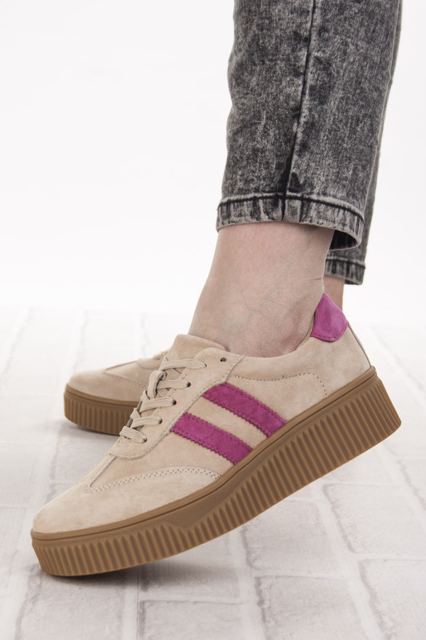 Beżowe sneakersy damskie Filippo DP6776/25 BE FH buty sportowe skórzane