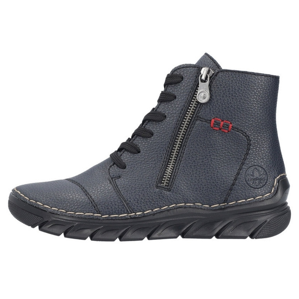 Granatowe Botki trzewiki damskie Rieker 55034-14 blue ciepłe zimowe
