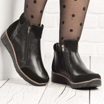 Czarne Botki damskie Filippo DBT3950/25 BK wygodne na haluksy skórzane