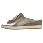 Złote klapki na koturnie damskie Artiker 56C2146 LT.GOLD skórzane