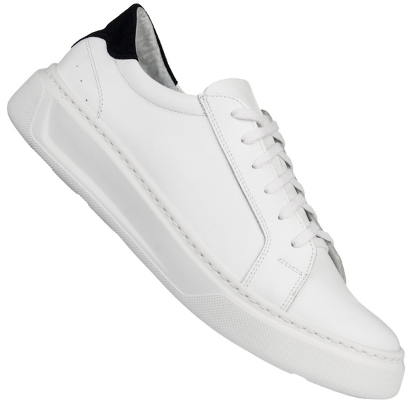 Skórzane półbuty sportowe męskie Moskała białe na grubej podeszwie