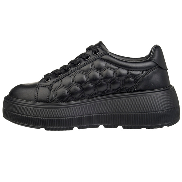 Czarne sneakersy na platformie damskie skórzane Filippo DP7285/25 BK