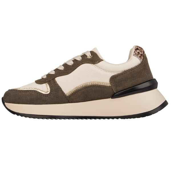 Sneakersy sportowe na platformie damskie Filippo DP7103 WH BR skórzane