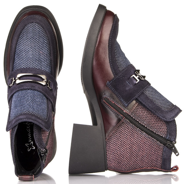 Botki damskie Maciejka 06747-23 bordo granat skórzane wygodne zimowe