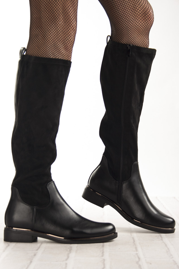 Czarne Kozaki damskie na obcasie damskie Filippo DKZ7332/25 BK ocieplone 