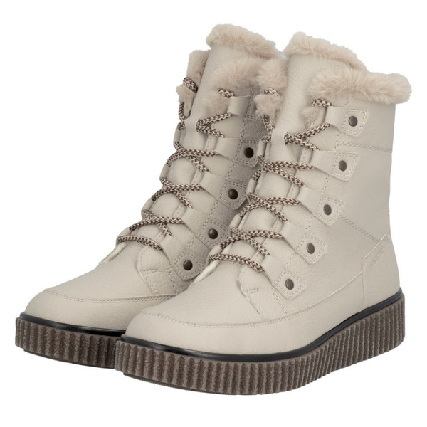 Skórzane Botki damskie Rieker Y4305-60 beżowe wygodne ocieplone