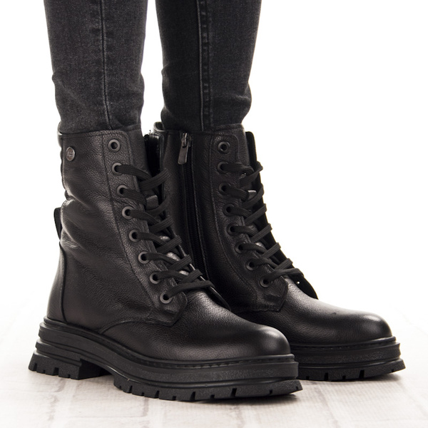 Skórzane Trzewiki damskie T.Sokolski SAR Z25-345 BLK czarne na platformie