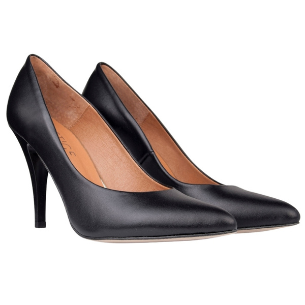 Skórzane szpilki Prestige 2107 K-lico czarne polska produkcja