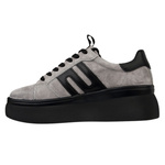 Szaresneakersy na platformie damskie Filippo DP6743/25 BK skórzane