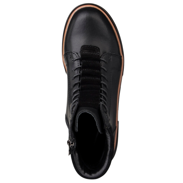 Czarne Botki na platformie damskie Filippo DBT7128/25 BK skórzane