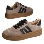 Beżowe sneakersy na platformie damskie Filippo 7114/25 TP skórzane