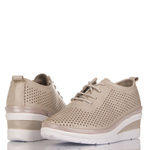 Ażurowe półbuty na koturnie T. Sokolski AMI W26-150 SGREY szare skórzane