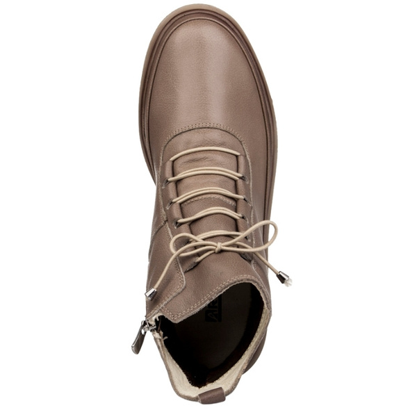 Beżowe botki damskie skórzane Artiker 55C1527 ocieplane trzewiki zimowe