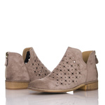 Beżowe ażurowe botki zamszowe Potocki 12664BG z dziurkami