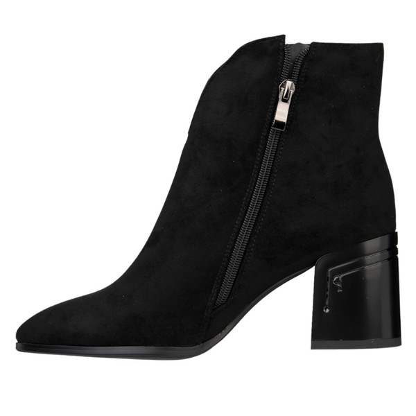 Zamszowe Botki damskie D&A S.Barski MR52-131 czarne ocieplone