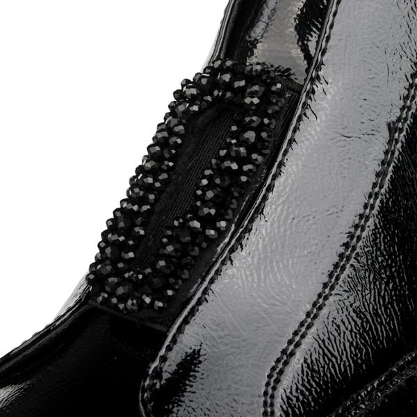 Eleganckie Botki lakierowane S.Barski HY52-525 czarne ocieplone