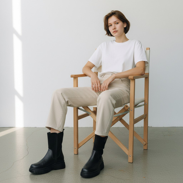 Czarne botki damskie Filippo DBT7163/25 BK skórzane ze stretchem