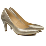 Złote czółenka skórzane Kotyl 744 złoty ef buty ślubne 