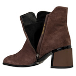 Botki damskie na obcasie S.Barski CR52-650 brown brązowe skórzane